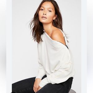 Free people white shoulder Zip sweater